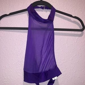 Purple Mesh Halter Crop
